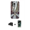 MARSİLYAN™- iPhone 15 Pro Kılıf Nova Doku Prime - Şeffaf 360 Full Body Arka Koruyucu + Titanyum Gri Raze Metal Kamera Lens