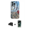 MARSİLYAN™- iPhone 15 Pro Kılıf Nova Doku Prime - Şeffaf 360 Full Body Arka Koruyucu + Titanyum Gri Raze Metal Kamera Lens