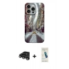 MARSİLYAN™- iPhone 15 Pro Kılıf Nova Doku Prime - Şeffaf Pasifik Cam Ekran Koruyucu + Raze Metal Kamera Lens - TMGI
