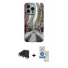 MARSİLYAN™- iPhone 15 Pro Kılıf Nova Doku Prime - Şeffaf Royal Nano Ekran Koruyucu + Raze Metal Kamera Lens - LT