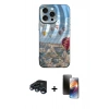 MARSİLYAN™- iPhone 15 Pro Kılıf Nova Doku Prime - Siyah 3D Antistatik Mat Seramik Nano Ekran Koruyucu + Raze Metal Kamera Lens - LT