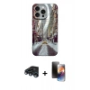 MARSİLYAN™- iPhone 15 Pro Kılıf Nova Doku Prime - Siyah 3D Antistatik Mat Seramik Nano Ekran Koruyucu + Raze Metal Kamera Lens - LT