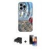 MARSİLYAN™- iPhone 15 Pro Kılıf Nova Doku Prime - Siyah 3D Antistatik Mat Seramik Nano Ekran Koruyucu + Raze Metal Kamera Lens - GS