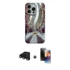 MARSİLYAN™- iPhone 15 Pro Kılıf Nova Doku Prime - Siyah 3D Antistatik Mat Seramik Nano Ekran Koruyucu + Raze Metal Kamera Lens - SH