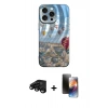 MARSİLYAN™- iPhone 15 Pro Kılıf Nova Doku Prime - Siyah 3D Antistatik Mat Seramik Nano Ekran Koruyucu + Raze Metal Kamera Lens - SH