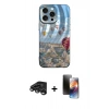 MARSİLYAN™- iPhone 15 Pro Kılıf Nova Doku Prime - Siyah 3D Antistatik Mat Seramik Nano Ekran Koruyucu + Raze Metal Kamera Lens - TMGI