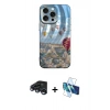 MARSİLYAN™- iPhone 15 Pro Kılıf Nova Doku Prime - Siyah 3D Antistatik Seramik Nano Ekran Koruyucu + Raze Metal Kamera Lens - LT