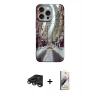 MARSİLYAN™- iPhone 15 Pro Kılıf Nova Doku Prime - Siyah Bilvis 3D Mat Cam Ekran Koruyucu + Raze Metal Kamera Lens - TMGI