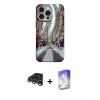 MARSİLYAN™- iPhone 15 Pro Kılıf Nova Doku Prime - Siyah Bilvis 5in1 3D Magic Cam Ekran Koruyucu + Raze Metal Kamera Lens - GS