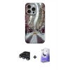 MARSİLYAN™- iPhone 15 Pro Kılıf Nova Doku Prime - Siyah Bilvis 5in1 5D Magic Hayalet Cam Ekran Koruyucu + Raze Metal Kamera Lens - LT