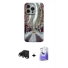 MARSİLYAN™- iPhone 15 Pro Kılıf Nova Doku Prime - Siyah Bilvis 5in1 5D Magic Hayalet Cam Ekran Koruyucu + Raze Metal Kamera Lens - SH