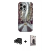 MARSİLYAN™- iPhone 15 Pro Kılıf Nova Doku Prime - Siyah Bilvis Hayalet Cam Ekran Koruyucu + Raze Metal Kamera Lens - TMGI