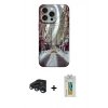 MARSİLYAN™- iPhone 15 Pro Kılıf Nova Doku Prime - Siyah Polymer Nano Ekran Koruyucu + Raze Metal Kamera Lens - LT
