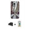 MARSİLYAN™- iPhone 15 Pro Kılıf Nova Doku Prime - Siyah Polymer Nano Ekran Koruyucu + Raze Metal Kamera Lens - TMGI