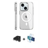 MARSİLYAN™- iPhone 15 Pro Kılıf Nova Doku - Siyah 3D Antistatik Cam Ekran Koruyucu + Raze Metal Kamera Lens - TMGI