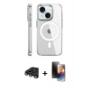 MARSİLYAN™- iPhone 15 Pro Kılıf Nova Doku - Siyah 3D Antistatik Mat Seramik Nano Ekran Koruyucu + Raze Metal Kamera Lens - TMGI