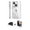 MARSİLYAN™- iPhone 15 Pro Kılıf Nova Doku - Siyah 3D Antistatik Mat Seramik Nano Ekran Koruyucu + Raze Metal Kamera Lens - LT