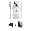 MARSİLYAN™- iPhone 15 Pro Kılıf Nova Doku - Siyah 3D Antistatik Mat Seramik Nano Ekran Koruyucu + Raze Metal Kamera Lens - SH