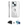 MARSİLYAN™- iPhone 15 Pro Kılıf Nova Doku - Siyah 3D Antistatik Seramik Nano Ekran Koruyucu + Siyah Raze Metal Kamera Lens