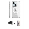 MARSİLYAN™- iPhone 15 Pro Kılıf Nova Doku - Siyah Bilvis 3D Mat Cam Ekran Koruyucu + Raze Metal Kamera Lens - GS