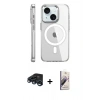 MARSİLYAN™- iPhone 15 Pro Kılıf Nova Doku - Siyah Bilvis 3D Mat Cam Ekran Koruyucu + Raze Metal Kamera Lens - LT