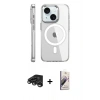 MARSİLYAN™- iPhone 15 Pro Kılıf Nova Doku - Siyah Bilvis 3D Mat Cam Ekran Koruyucu + Raze Metal Kamera Lens - TMGI