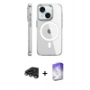 MARSİLYAN™- iPhone 15 Pro Kılıf Nova Doku - Siyah Bilvis 5in1 3D Magic Cam Ekran Koruyucu + Raze Metal Kamera Lens - TMGI