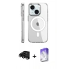 MARSİLYAN™- iPhone 15 Pro Kılıf Nova Doku - Siyah Bilvis 5in1 3D Magic Cam Ekran Koruyucu + Raze Metal Kamera Lens - SH