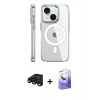 MARSİLYAN™- iPhone 15 Pro Kılıf Nova Doku - Siyah Bilvis 5in1 5D Magic Hayalet Cam Ekran Koruyucu + Raze Metal Kamera Lens - SH