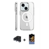 MARSİLYAN™- iPhone 15 Pro Kılıf Nova Doku - Siyah Buffer Hayalet Cam Ekran Koruyucu + Raze Metal Kamera Lens - LT