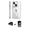 MARSİLYAN™- iPhone 15 Pro Kılıf Nova Doku - Siyah Buffer Hayalet Cam Ekran Koruyucu + Raze Metal Kamera Lens - GS