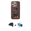MARSİLYAN™- iPhone 15 Pro Kılıf Nova Form Koleksiyonu - Siyah 3D Antistatik Cam Ekran Koruyucu + Raze Metal Kamera Lens - GS