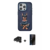 MARSİLYAN™- iPhone 15 Pro Kılıf Nova Form Koleksiyonu - Siyah 3D Antistatik Hayalet Cam Ekran Koruyucu + Gümüş Raze Metal Kamera Lens