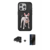 MARSİLYAN™- iPhone 15 Pro Kılıf Nova Form Koleksiyonu - Siyah 3D Antistatik Hayalet Cam Ekran Koruyucu + Gümüş Raze Metal Kamera Lens