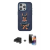 MARSİLYAN™- iPhone 15 Pro Kılıf Nova Form Koleksiyonu - Siyah 3D Antistatik Mat Seramik Nano Ekran Koruyucu + Raze Metal Kamera Lens - TMGI