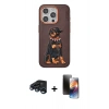 MARSİLYAN™- iPhone 15 Pro Kılıf Nova Form Koleksiyonu - Siyah 3D Antistatik Mat Seramik Nano Ekran Koruyucu + Raze Metal Kamera Lens - LT