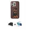 MARSİLYAN™- iPhone 15 Pro Kılıf Nova Form Koleksiyonu - Siyah 3D Antistatik Seramik Nano Ekran Koruyucu + Raze Metal Kamera Lens - TMGI