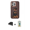 MARSİLYAN™- iPhone 15 Pro Kılıf Nova Form Koleksiyonu - Siyah Polymer Nano Ekran Koruyucu + Gümüş Raze Metal Kamera Lens