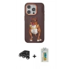 MARSİLYAN™- iPhone 15 Pro Kılıf Nova Form Koleksiyonu - Siyah Polymer Nano Ekran Koruyucu + Gümüş Raze Metal Kamera Lens