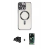 MARSİLYAN™- iPhone 15 Pro Kılıf Nova Işık Özel Seri - Şeffaf 360 Full Body Arka Koruyucu + Raze Metal Kamera Lens - TMGI