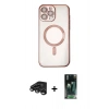 MARSİLYAN™- iPhone 15 Pro Kılıf Nova Işık Özel Seri - Şeffaf 360 Full Body Arka Koruyucu + Raze Metal Kamera Lens - TMGI