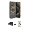 MARSİLYAN™- iPhone 15 Pro Kılıf Nova Işık Özel Seri - Şeffaf Pasifik Cam Ekran Koruyucu + Raze Metal Kamera Lens - GS