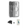 MARSİLYAN™- iPhone 15 Pro Kılıf Nova Işık Özel Seri - Şeffaf Pasifik Cam Ekran Koruyucu + Raze Metal Kamera Lens - GS