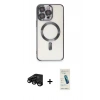 MARSİLYAN™- iPhone 15 Pro Kılıf Nova Işık Özel Seri - Şeffaf Pasifik Cam Ekran Koruyucu + Raze Metal Kamera Lens - SH