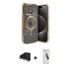 MARSİLYAN™- iPhone 15 Pro Kılıf Nova Işık Özel Seri - Şeffaf Pasifik Cam Ekran Koruyucu + Raze Metal Kamera Lens - SH