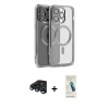 MARSİLYAN™- iPhone 15 Pro Kılıf Nova Işık Özel Seri - Şeffaf Pasifik Cam Ekran Koruyucu + Raze Metal Kamera Lens - LT