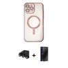 MARSİLYAN™- iPhone 15 Pro Kılıf Nova Işık Özel Seri - Siyah 3D Antistatik Hayalet Cam Ekran Koruyucu + Raze Metal Kamera Lens - SH