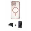 MARSİLYAN™- iPhone 15 Pro Kılıf Nova Işık Özel Seri - Siyah 3D Antistatik Hayalet Cam Ekran Koruyucu + Raze Metal Kamera Lens - LT