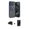 MARSİLYAN™- iPhone 15 Pro Kılıf Nova Işık Özel Seri - Siyah 3D Antistatik Hayalet Cam Ekran Koruyucu + Raze Metal Kamera Lens - SH