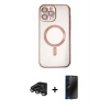 MARSİLYAN™- iPhone 15 Pro Kılıf Nova Işık Özel Seri - Siyah 3D Antistatik Hayalet Cam Ekran Koruyucu + Raze Metal Kamera Lens - TMGI